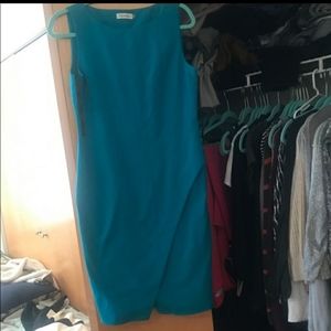Turquoise Calvin Klein Dress with Front Slit